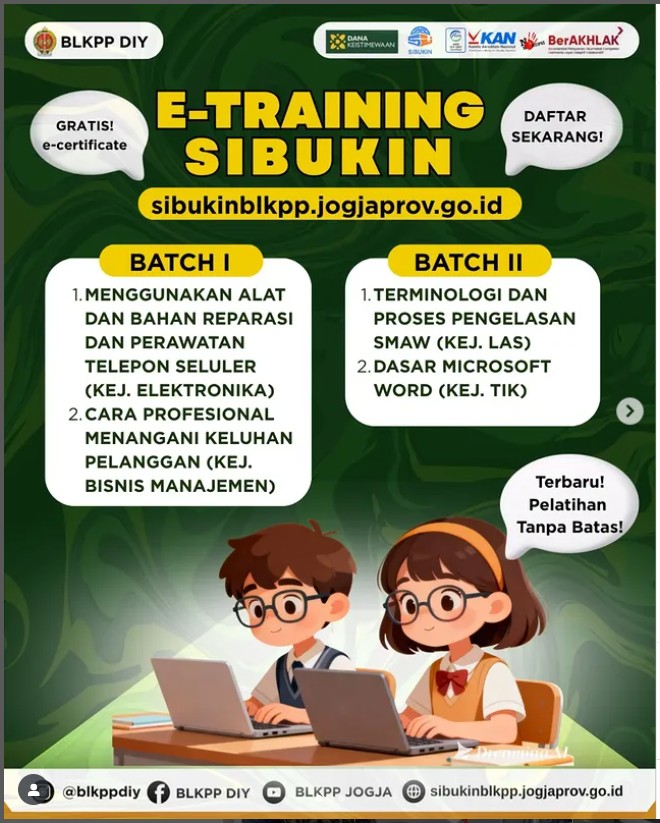 PENDAFTARAN E-TRAINING SIBUKIN BLKPP DIY Batch I dan II