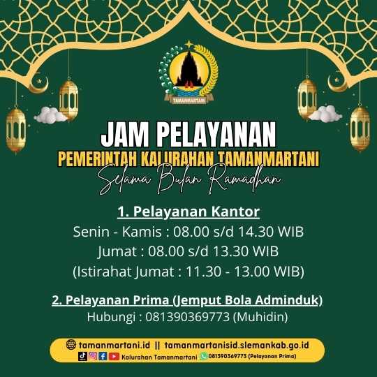 JAM PELAYANAN KALURAHAN TAMANMARTANI SELAMA BULAN RAMADHAN